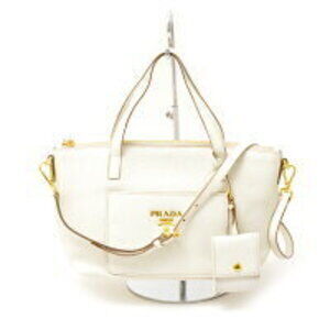 Prada Handbag Shoulder Bag Calfskin Pouch White
